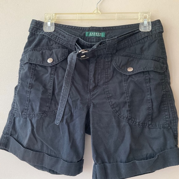 Vintage Lauren Ralph Lauren black cotton shorts with belt size 4 ⭐️⭐️⭐️ - Picture 1 of 8